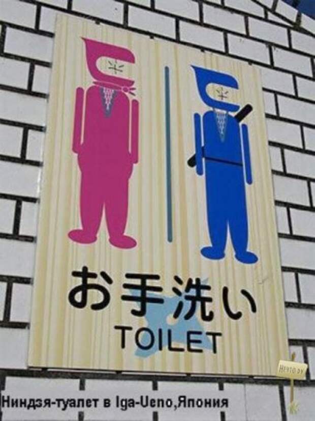 Таблички, обозначающие туалет в разных местах и странах мира