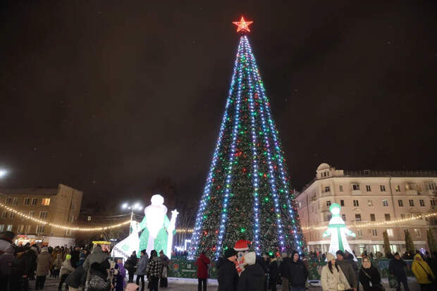 На Городской площади Новомосковска состоялось торжественное открытие елки