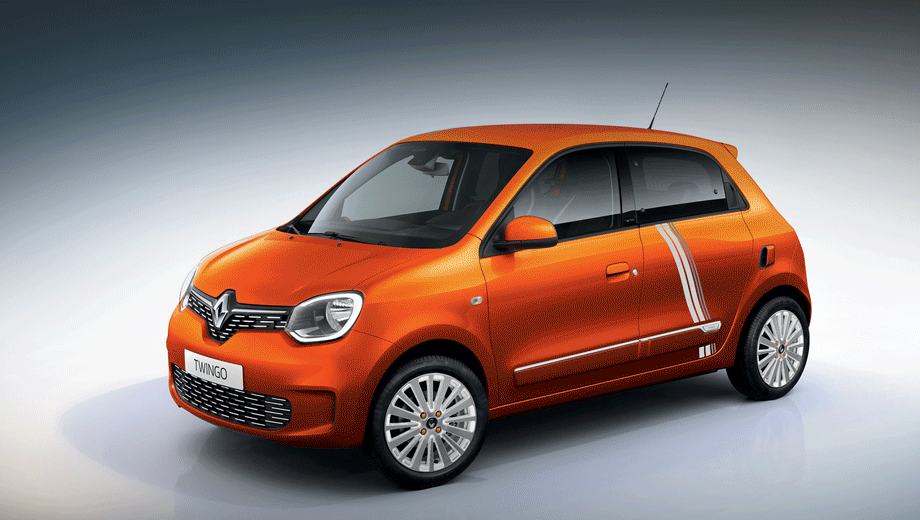 Renault twingo,Renault twingo ze. Внешне специальное издание выделяется полосами на задних дверях, которые при желании можно продолжить на крыше. Художественные элементы будут выполнены в оранжево-сером или бело-сером оттенках в зависимости от цвета кузова. Кстати, колер Valencia Orange — новинка.