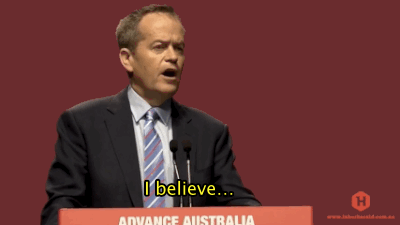 During his all-important asylum seeker speech delivered at the party's national conference on Saturday, Shorten was caught declaring his beliefs and then checking his notes.