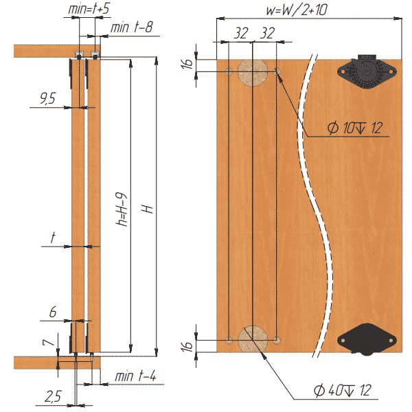 расчет деревянных фасадов cinetto PS03 - направляющая-рельса